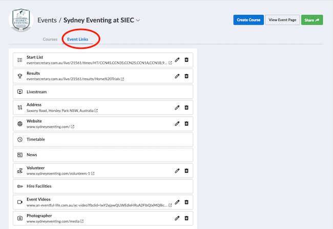 add links to event